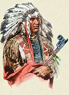 Ethnicity Gallery: Native North American man, antique illustration, human ethnicities