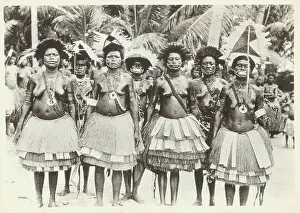 New Guinea Prints: Native Women Dancers of New Guinea Posing as Group