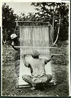 Cameroon Prints: Natives of Boum Tribe Weaving Mats