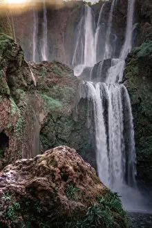 Morocco, North Africa Collection: Nature panorama with Ouzoud waterfall in the mountains, Morocco, Africa
