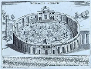 Battles Prints: The Naumachia of Nero. A naumachia refers to the depiction of a naval battle among the Romans