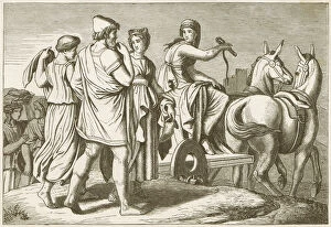 Images Dated 3rd November 2010: Nausicaa and Odysseus, Greek mythology, wood engraving, published in 1883