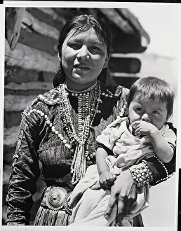 Silver Prints: Navaho Mother And Child Wearing Necklace