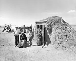South Rim Prints: Navajo Family Outside Hogan