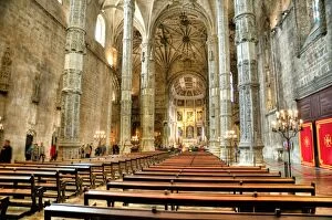 Images Dated 5th May 2016: Nave of the Mosteiro dos JerA┬│nimos, Lisbon, Portugal