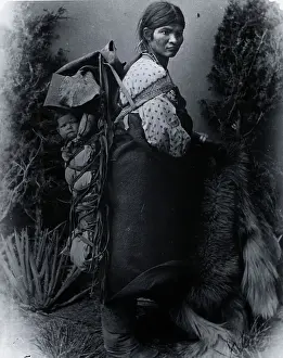 Traditional Style Prints: Navjo Woman Carrying Child On Back