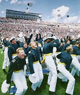 Colorado Prints: Navy Academy Graduates Tossing Their Hats at Outdoor ceremony