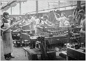 Navy and Army antique historical photographs: Industrial construction of rifles