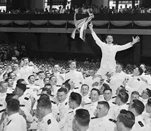 Navy Cadets Rejoicing at Their Graduation