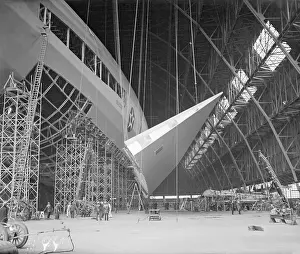 Akron Prints: Navy Dirigible Under Construction