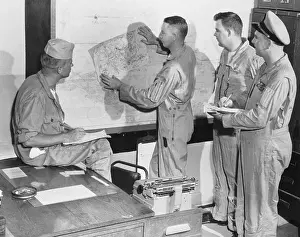 Coveralls Prints: Navy Hurricane Hunters Examining Map