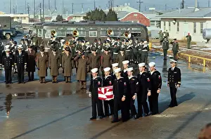 Bucher Prints: Navy Men Carrying Flag Covered Casket of Duane Hodges