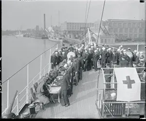 Red Cross Prints: Navy Men Being Signed by Red Cross