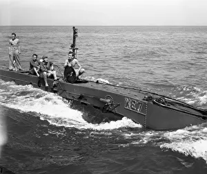 Norfolk Prints: Navy Officers Sitting on a Submarine