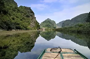 Near Ninh Binh, on the way along the river to the caves of Trung Anh, dry Halong Bay, Vietnam, Southeast Asia