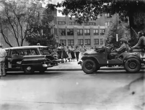 Little Rock Prints: Nine Negro Students Leaving Campus