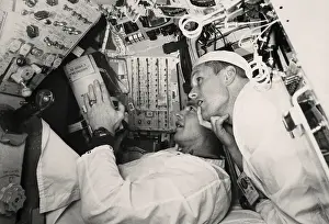 Neil Armstrong and Davis Scott Inspecting Spacecraft