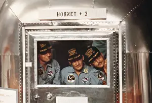 Neil Armstrong and Fellow Astronauts in Quarantine Trailer