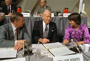 William Pierce Rogers Prints: Neil Armstrong with William Rogers and Sally Ride