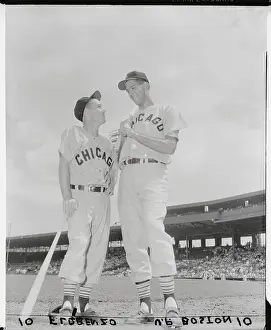 Nelson Fox and Ronnie Nelson Standing on Baseball Field