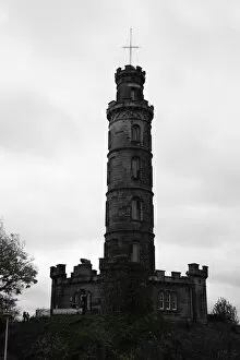 Images Dated 27th October 2016: Nelson Monument in Black and White, Edinburgh, United Kingdom
