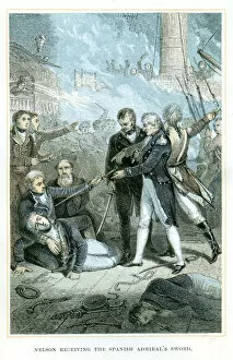 Images Dated 12th November 2009: Nelson receiving the spanish admirals sword