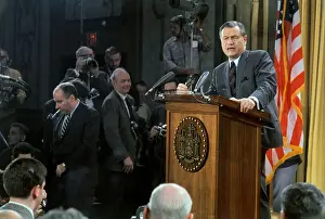Nelson Rockefeller Speaking at a News Conference