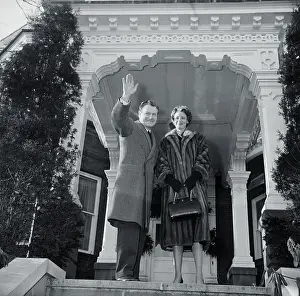 Nelson Rockefeller and Wife Waving