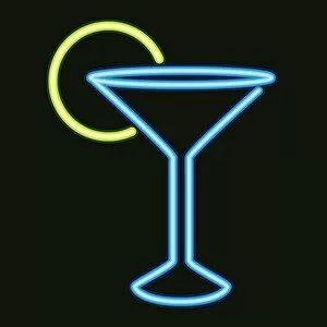 Vibrant Neon Art Gallery: Neon Sign Cocktail Lounge Icon