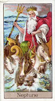 Neptune, Vintage Cigarette Card, Mythological Gods and Goddesses series, 1924