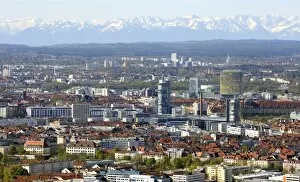 Images Dated 26th April 2012: Neuhausen quarter and the Alps, during foehn weather, Munich, Upper Bavaria, Bavaria, Germany