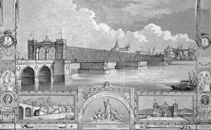 Miniature Prints: The new bridge over the Rhine around 1890