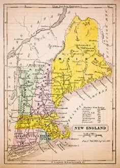 Images Dated 1st December 2015: New England 1852 Map
