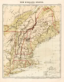 Images Dated 18th February 2017: New England states map 1867