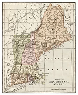 Images Dated 10th April 2018: New England States map 1889