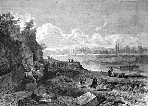 New excavations on the banks of the Tiber, marble depot from the ancient Roman city, 1968, Rome, Italy, Historical, digitally restored reproduction of an original 19th century master, exact original date unknown