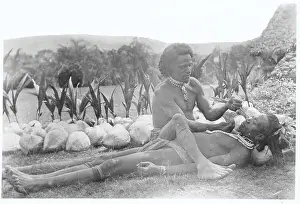 New Guinea Prints: New Guinea Natives Shaving Techniques