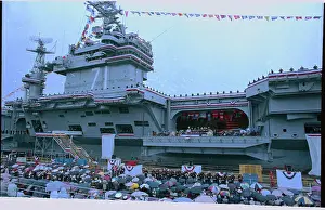 Newport News Prints: New Military Aircraft Carrier During Commissioning