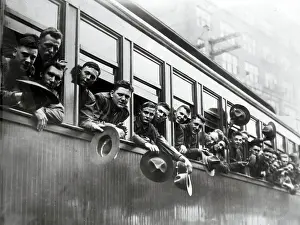 Cincinnati Prints: New Troops Waving from Train Window