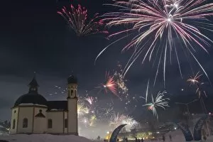 Incidental People Collection: New Years Eve fireworks in Seefeld, Tyrol, Austria