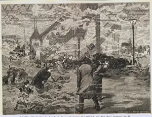 Disorder Prints: New York Citizens Braving Wind Torn Street