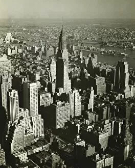New York City, (B&W), (Aerial view)