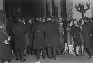 Gossiping Prints: New York City Police with Large Crowd at Bank