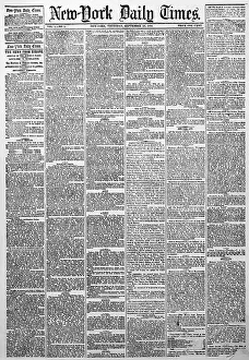 New York Daily Times Newspaper of Eighteen Fifty One