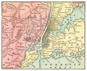 Images Dated 3rd March 2017: New York and Jersey map 1875
