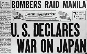 Newspaper Prints: New York Journal American on United States Declaring War on Japan