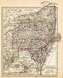 New York State Gallery: New York Maryland Pennsylvania map 1881