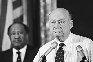 New York Mayor Ed Koch Addressing Press