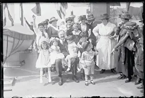 Mayor Prints: New York Mayor John Hylan Sitting with Children
