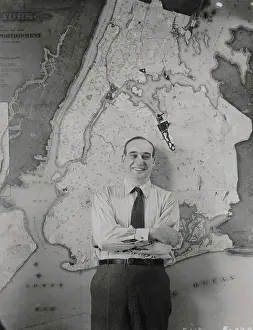 Commissioner Prints: New York Park Commissioner Robert Moses Posing with Map